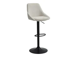 Taburete de bar de pana y metal negro - Altura ajustable - Crema - MASURIE