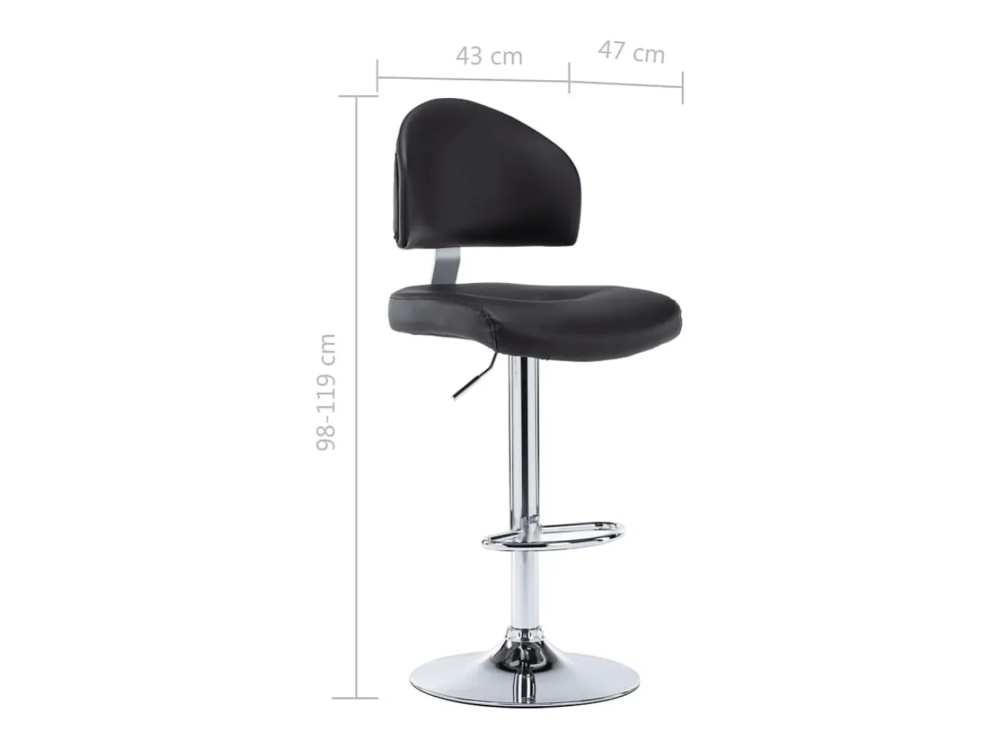Taburete de bar de piel sintética negra