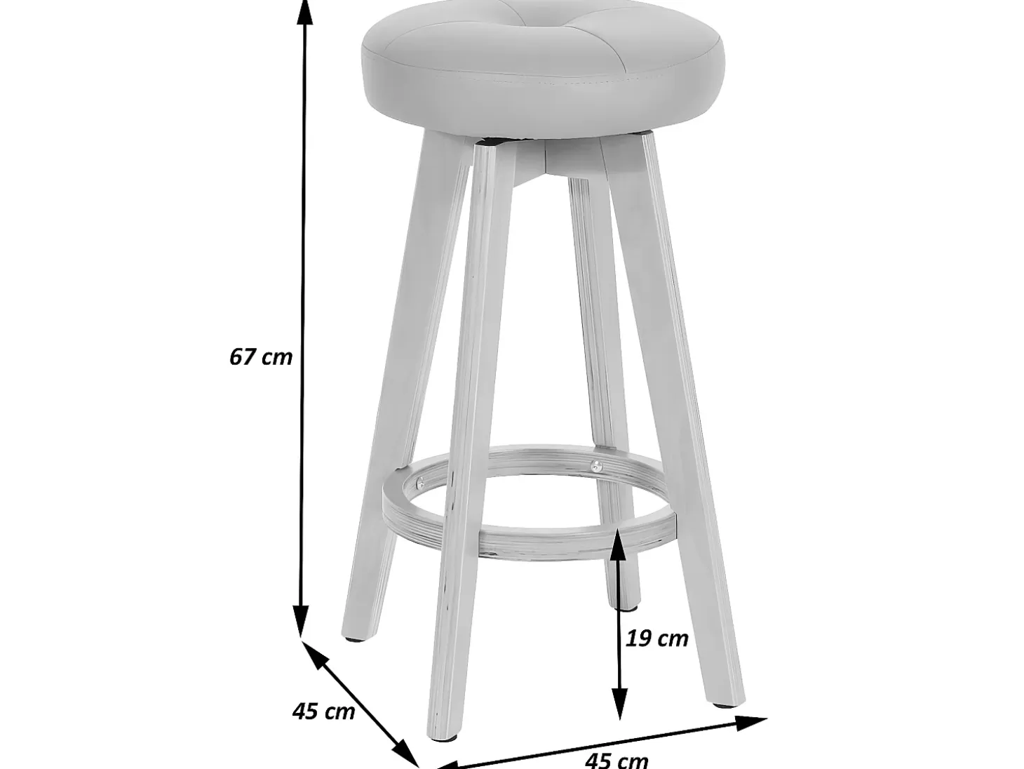 Taburete de bar giratorio Boras, crema, patas claras