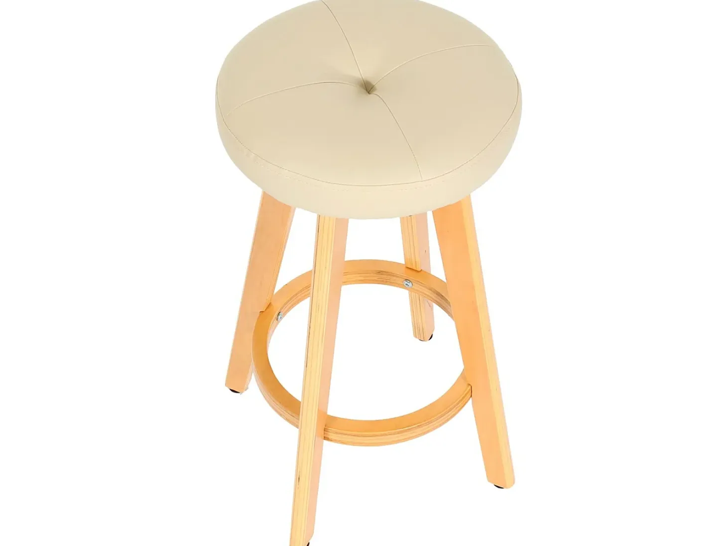 Taburete de bar giratorio Boras, crema, patas claras