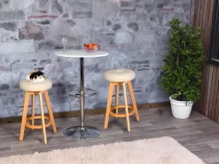 Taburete de bar giratorio Boras, crema, patas claras