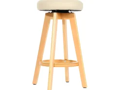 Taburete de bar giratorio Boras, crema, patas claras
