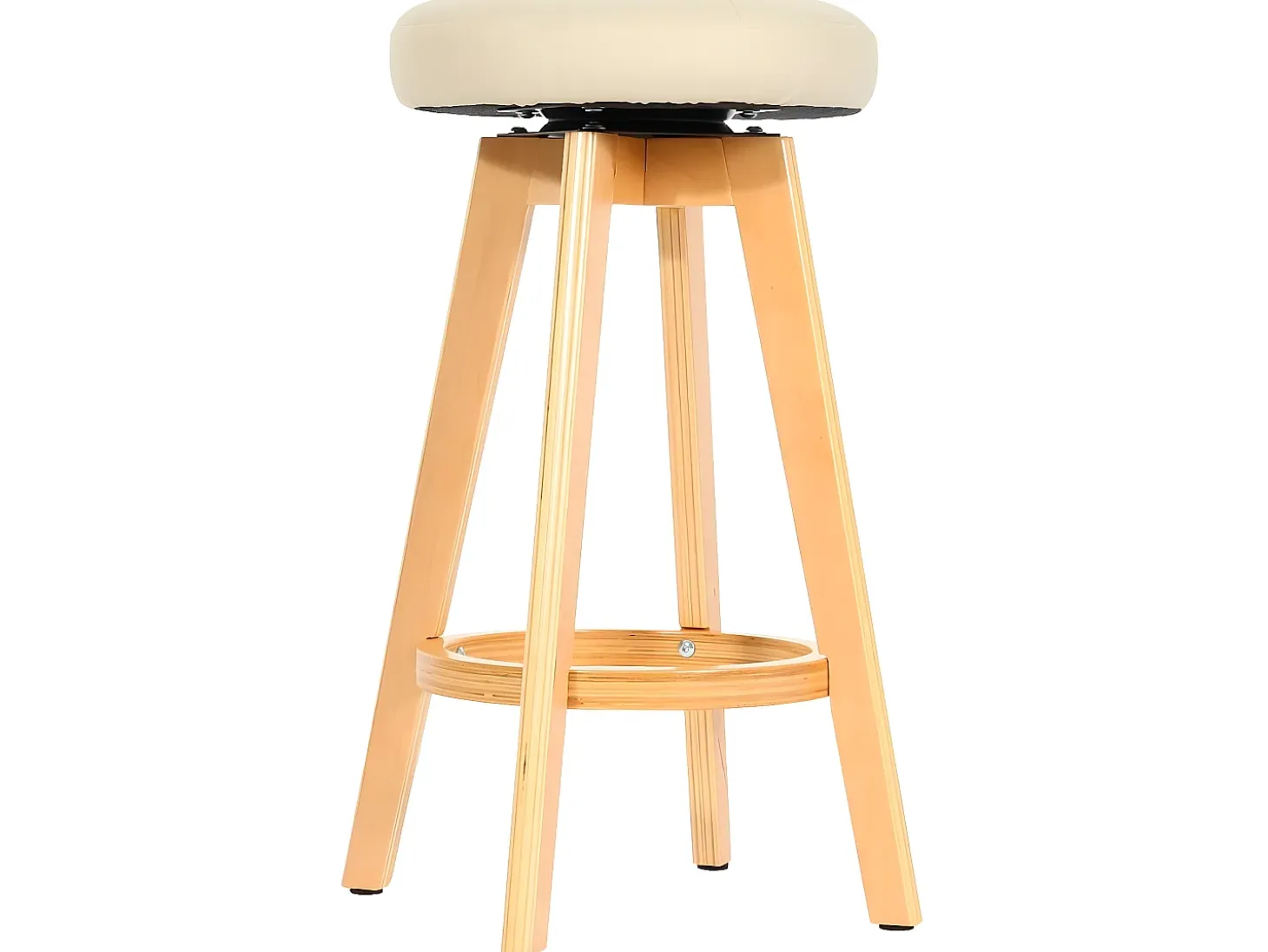 Taburete de bar giratorio Boras, crema, patas claras