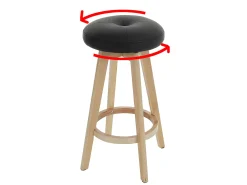 Taburete de bar giratorio Boras, negro, patas claras