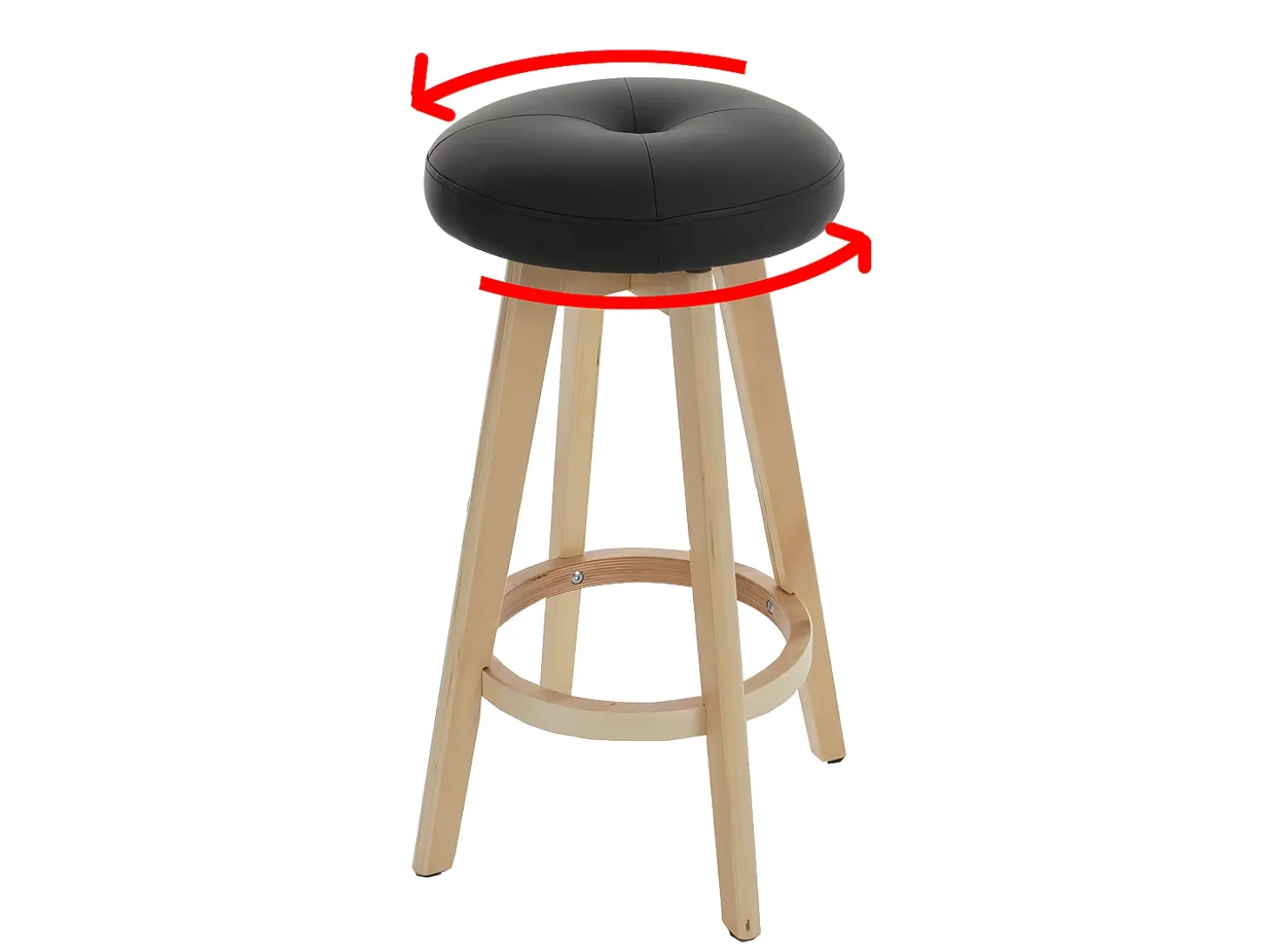 Taburete de bar giratorio Boras, negro, patas claras