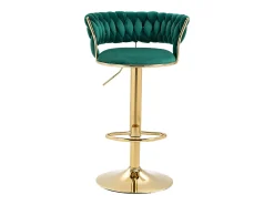 Taburete de bar giratorio de 360°, diseño moderno, terciopelo, estructura dorada, juego de 2, altura ajustable (54 x 48 x 78-97 cm)