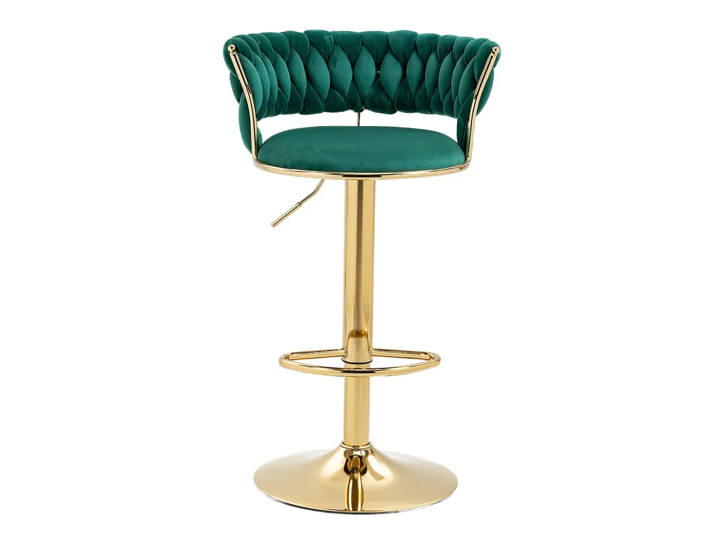 Taburete de bar giratorio de 360°, diseño moderno, terciopelo, estructura dorada, juego de 2, altura ajustable (54 x 48 x 78-97 cm)