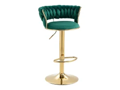 Taburete de bar giratorio de 360°, diseño moderno, terciopelo, estructura dorada, juego de 2, altura ajustable (54 x 48 x 78-97 cm)