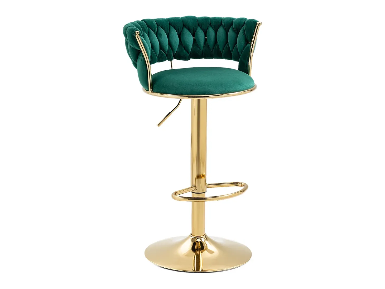 Taburete de bar giratorio de 360°, diseño moderno, terciopelo, estructura dorada, juego de 2, altura ajustable (54 x 48 x 78-97 cm)
