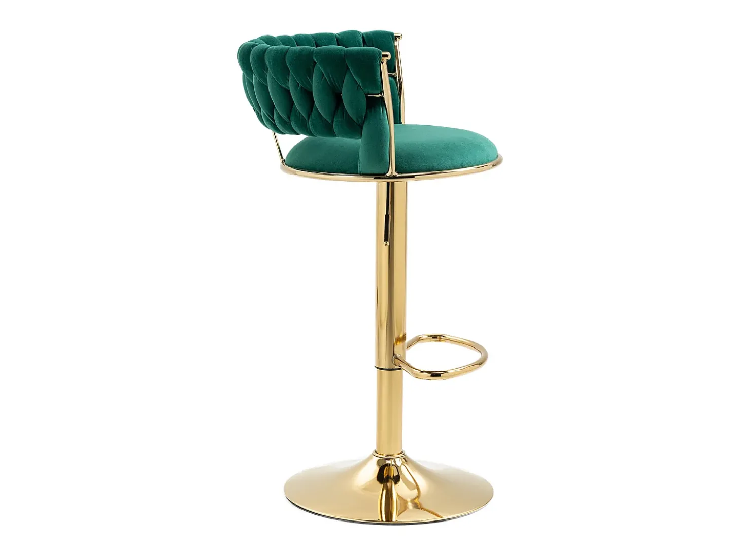 Taburete de bar giratorio de 360°, diseño moderno, terciopelo, estructura dorada, juego de 2, altura ajustable (54 x 48 x 78-97 cm)
