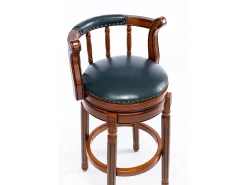 Taburete de bar giratorio 360° de cuero auténtico y madera, diseño moderno, azul (54,8 x 54,8 x 96 cm)