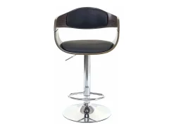 Taburete de bar MCW-A47, gris, imitación cuero negro