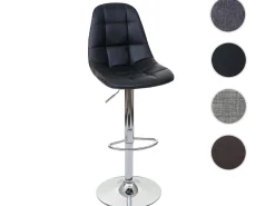 Taburete de bar MCW-A67, imitación de cuero negro, pie cromado