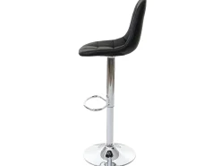 Taburete de bar MCW-A67, imitación de cuero negro, pie cromado