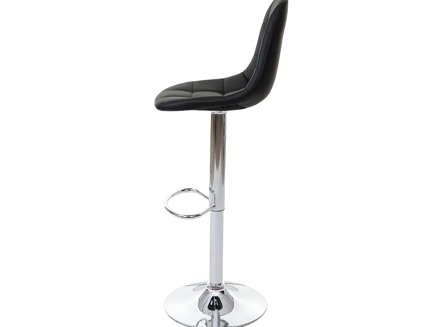 Taburete de bar MCW-A67, imitación de cuero negro, pie cromado