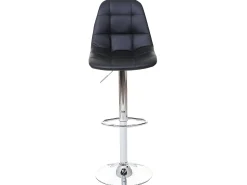 Taburete de bar MCW-A67, imitación de cuero negro, pie cromado