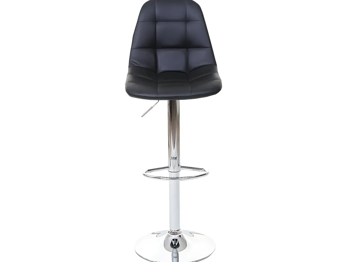 Taburete de bar MCW-A67, imitación de cuero negro, pie cromado