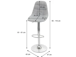 Taburete de bar MCW-A67, imitación de cuero negro, pie cromado