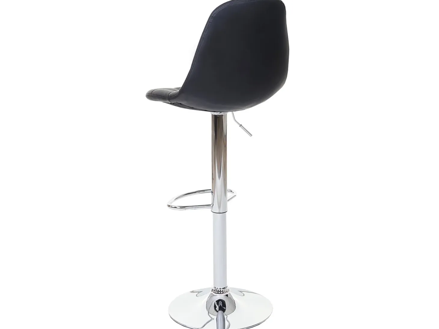 Taburete de bar MCW-A67, imitación de cuero negro, pie cromado
