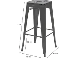 Taburete de bar MCW-A73 Metal apilable, rojo