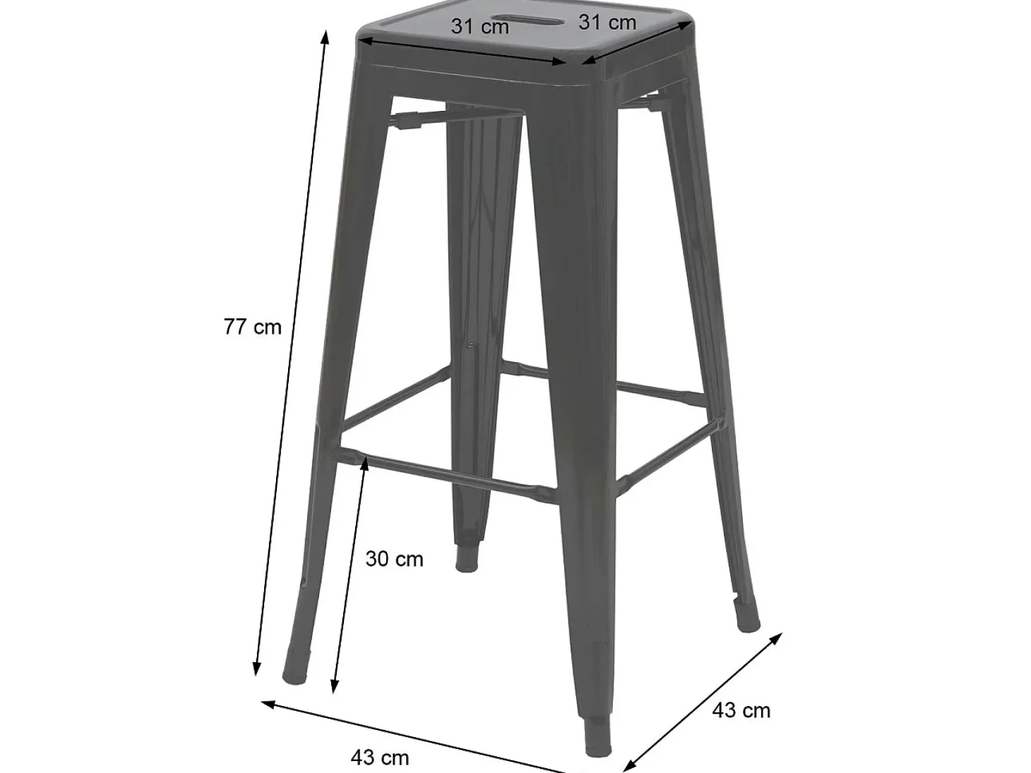 Taburete de bar MCW-A73 Metal apilable, rojo