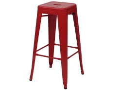 Taburete de bar MCW-A73 Metal apilable, rojo