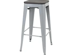 Taburete de bar MCW-A73 Metal apilable, gris