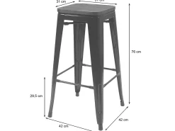 Taburete de bar MCW-A73 Metal apilable, gris