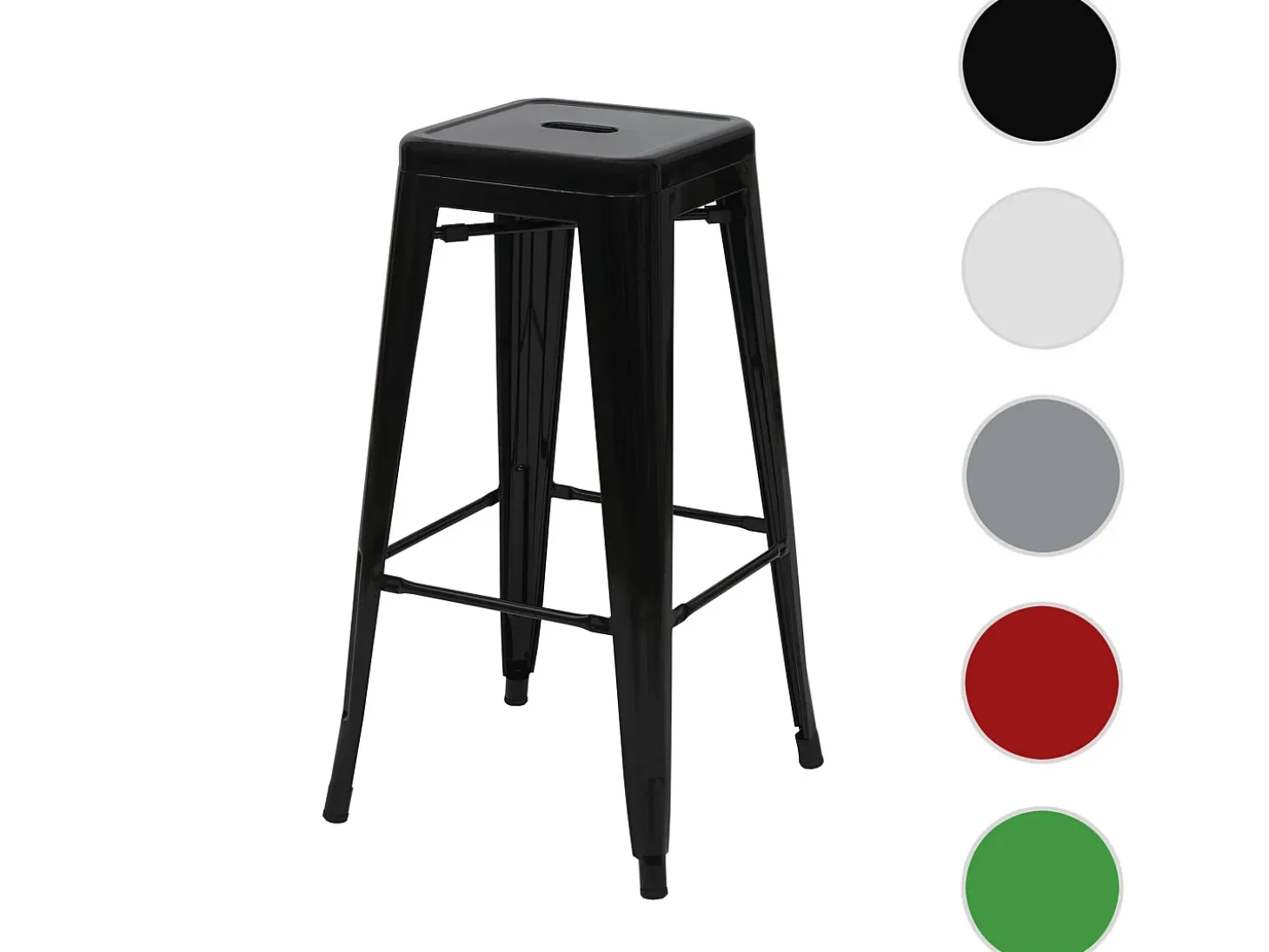 Taburete de bar MCW-A73 Metal apilable, negro
