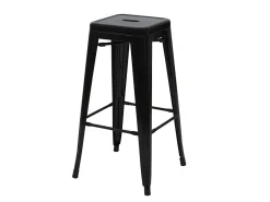 Taburete de bar MCW-A73 Metal apilable, negro