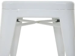 Taburete de bar MCW-A73 Metal apilable, blanco