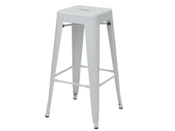Taburete de bar MCW-A73 Metal apilable, blanco