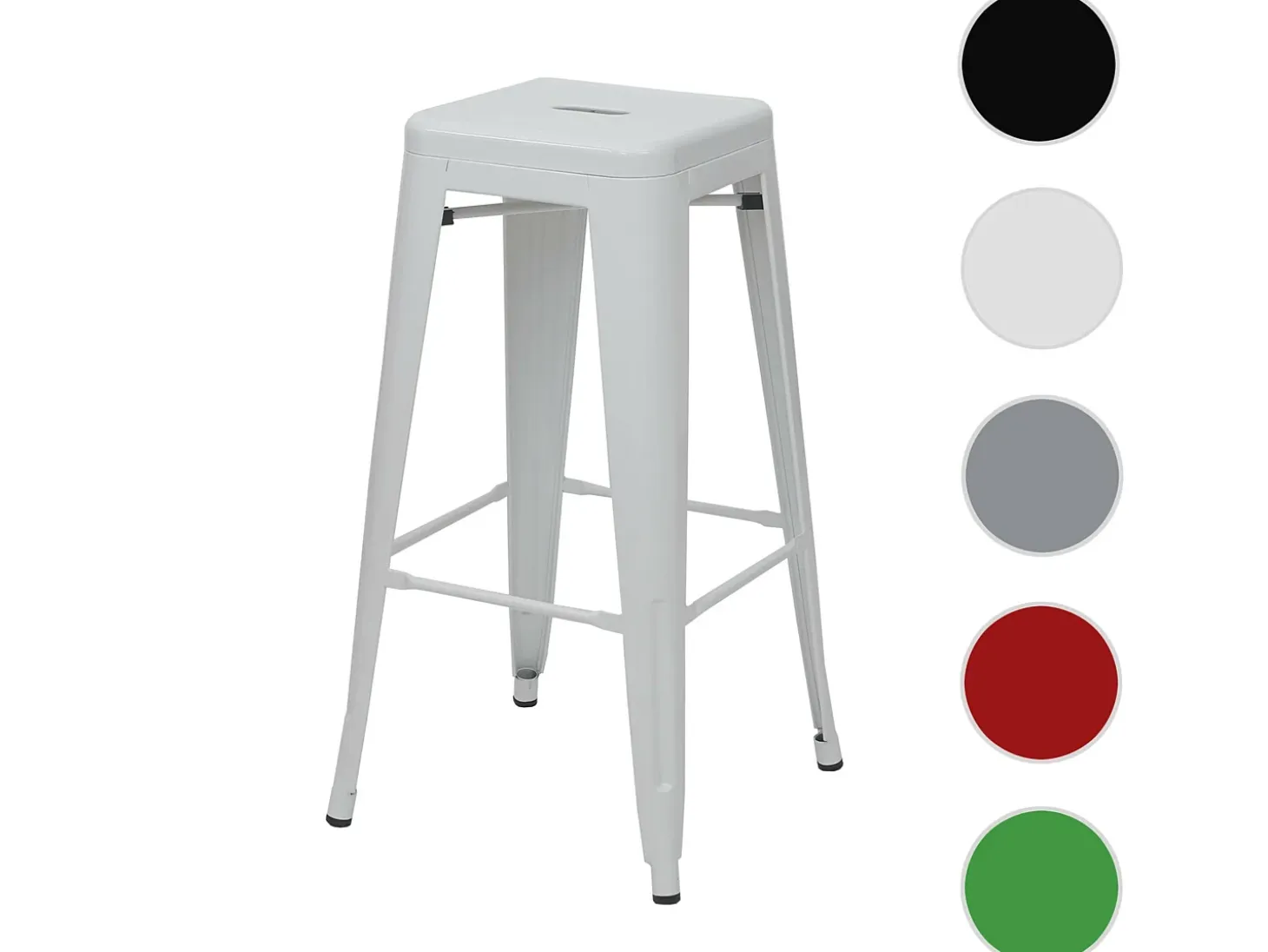 Taburete de bar MCW-A73 Metal apilable, blanco