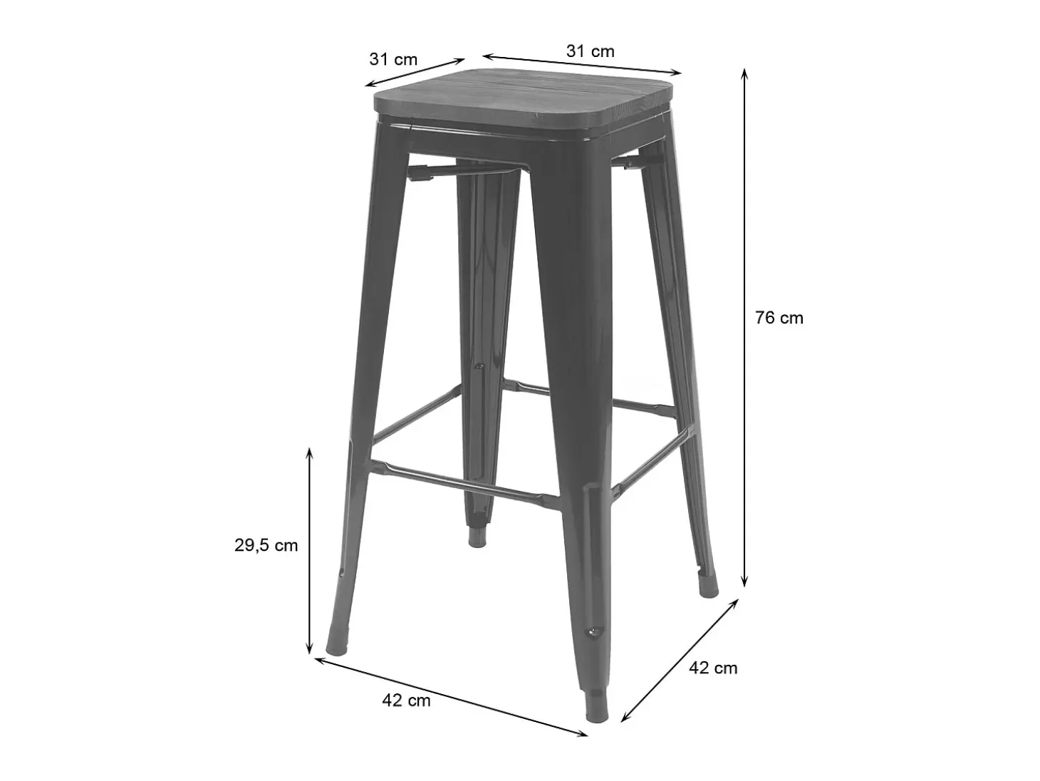 Taburete de bar MCW-A73 (set de 2), gris