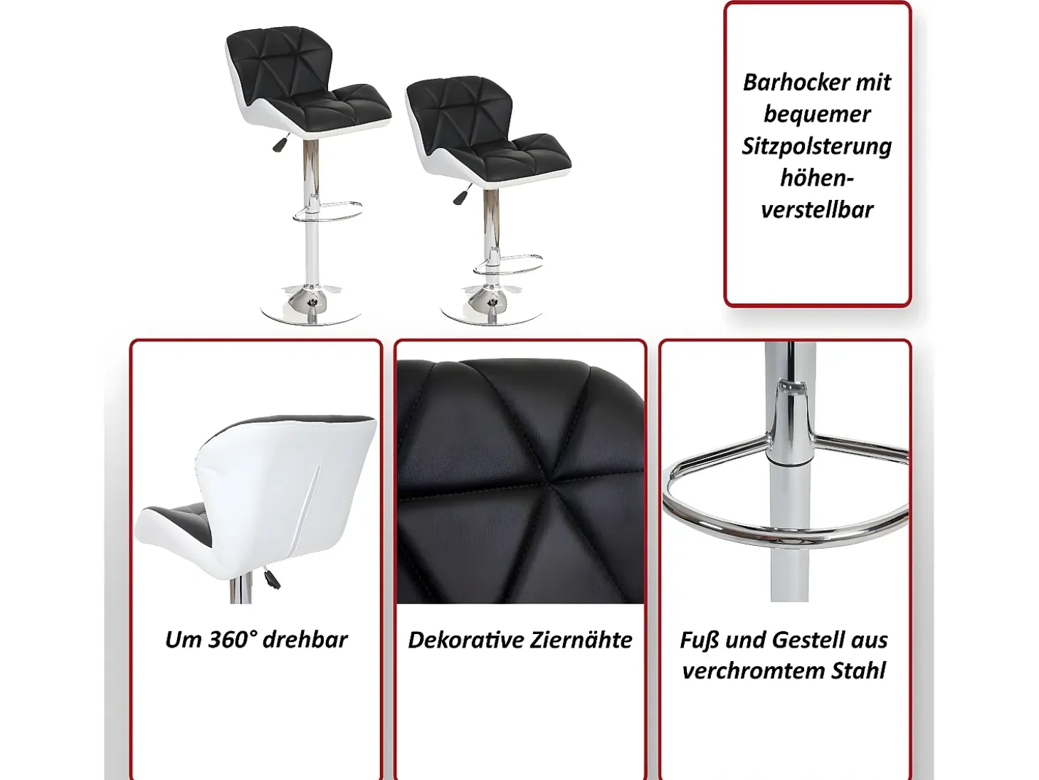 Taburete de bar MCW-A92 (set de 2), gris