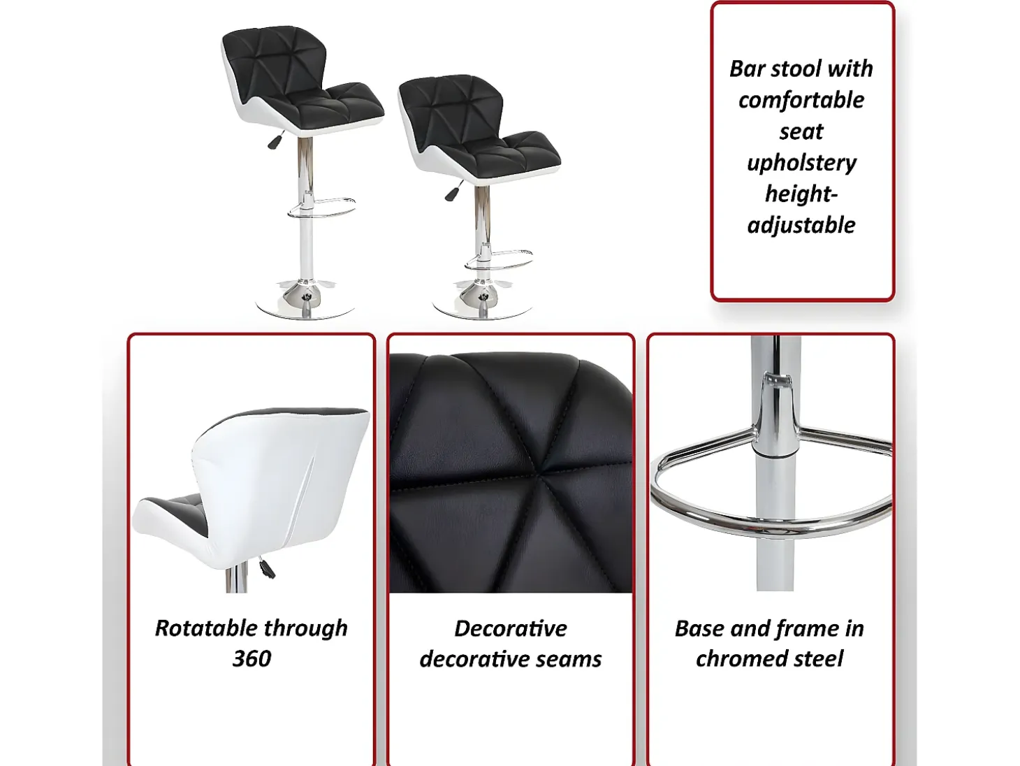 Taburete de bar MCW-A92 (set de 2), gris