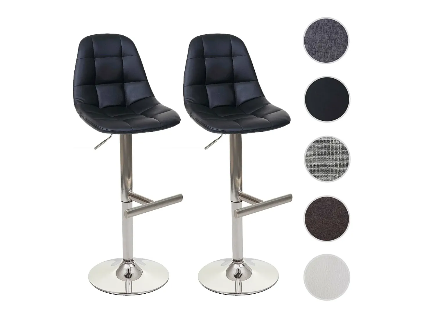 Taburete de bar MCW-A67 (set de 2), negro, polipiel