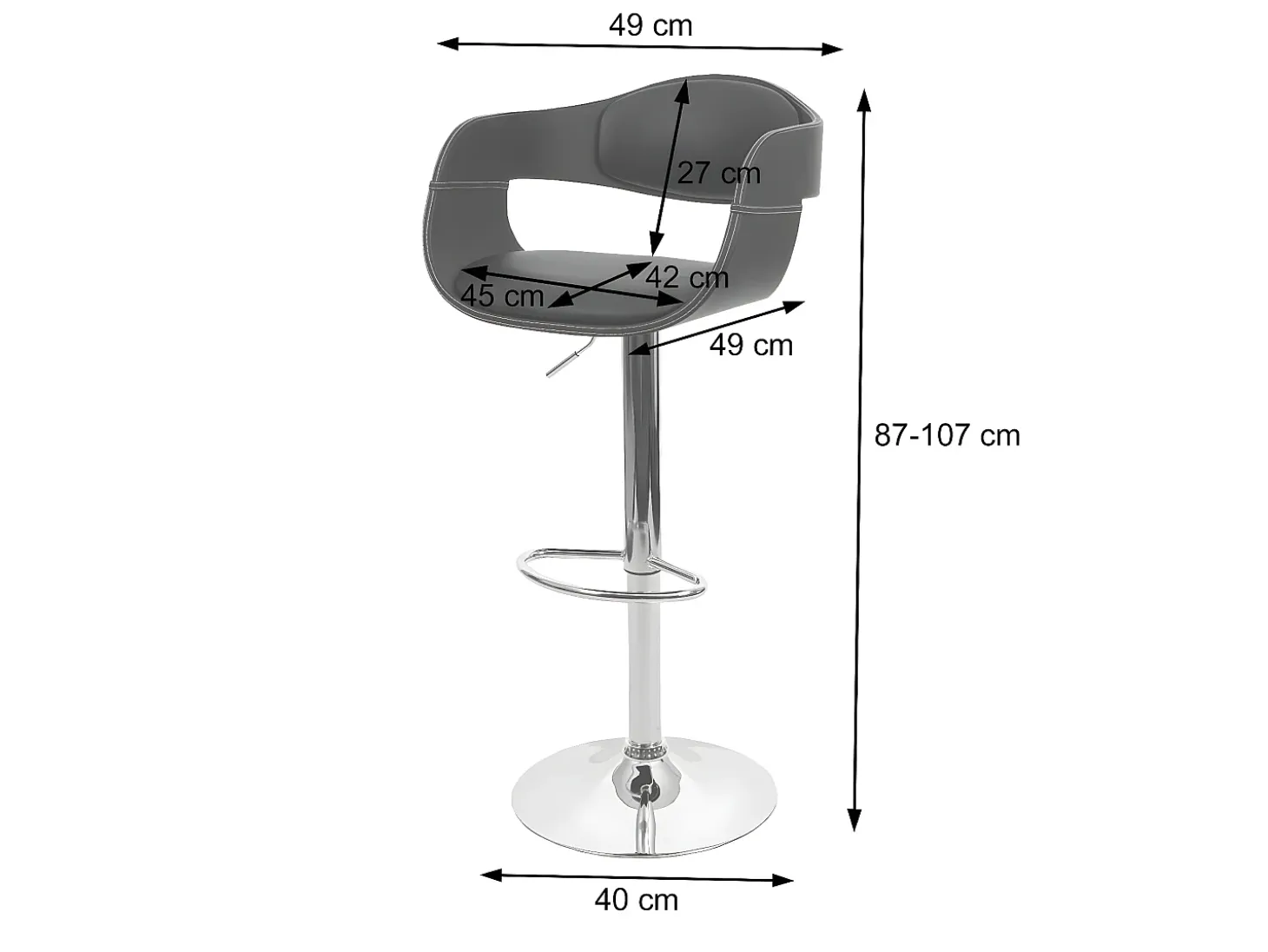 Taburete de bar MCW-A47b, negro