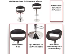 Taburete de bar MCW-A47b, negro