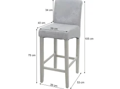 Taburete de bar MCW-C33, imitación de ante, patas claras, tela/tejido