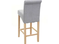 Taburete de bar MCW-C33 (juego de 2), gris claro, patas claras, tela/textil