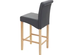 Taburete de bar MCW-C33 (juego de 2), gris mate, patas claras, imitación de cuero