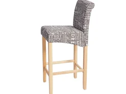 Taburete de bar MCW-C33 (juego de 2), letras, gris, patas claras, tela/textil