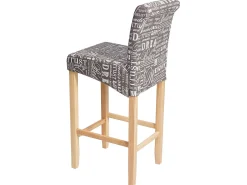 Taburete de bar MCW-C33 (juego de 2), letras, gris, patas claras, tela/textil