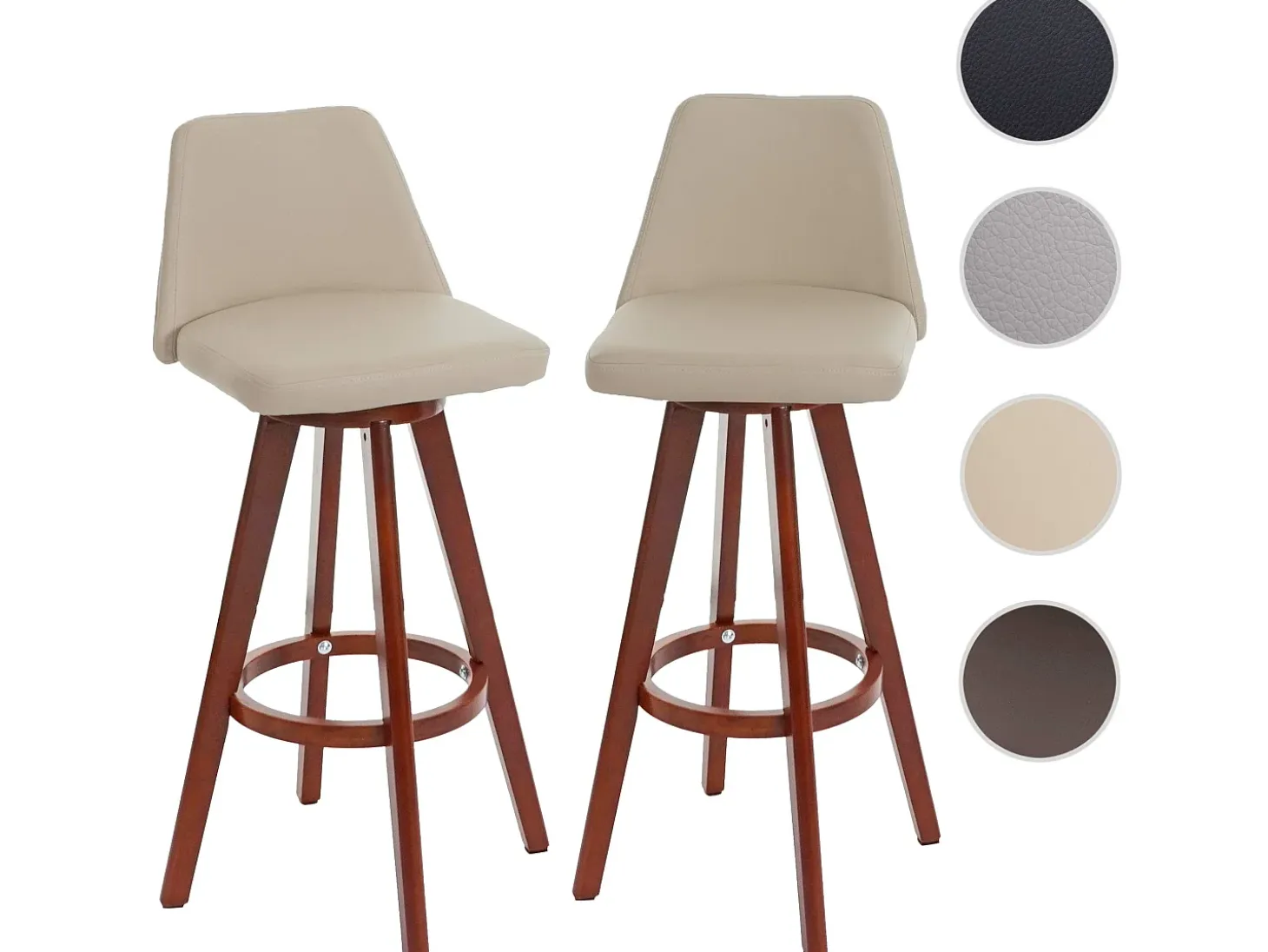 Taburete de bar MCW-C43 (juego de 2), crema