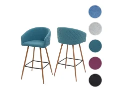Taburete de bar MCW-D72 (juego de 2), tela/textil, turquesa