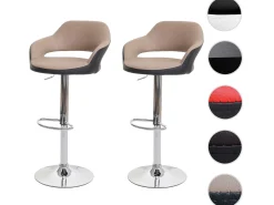 Taburete de bar MCW-F16 (juego de 2), taupe-negro
