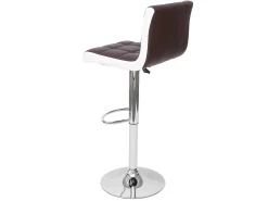 Taburete de bar MCW-G87 (juego de 2), imitación de cuero marrón-blanco, base cromada