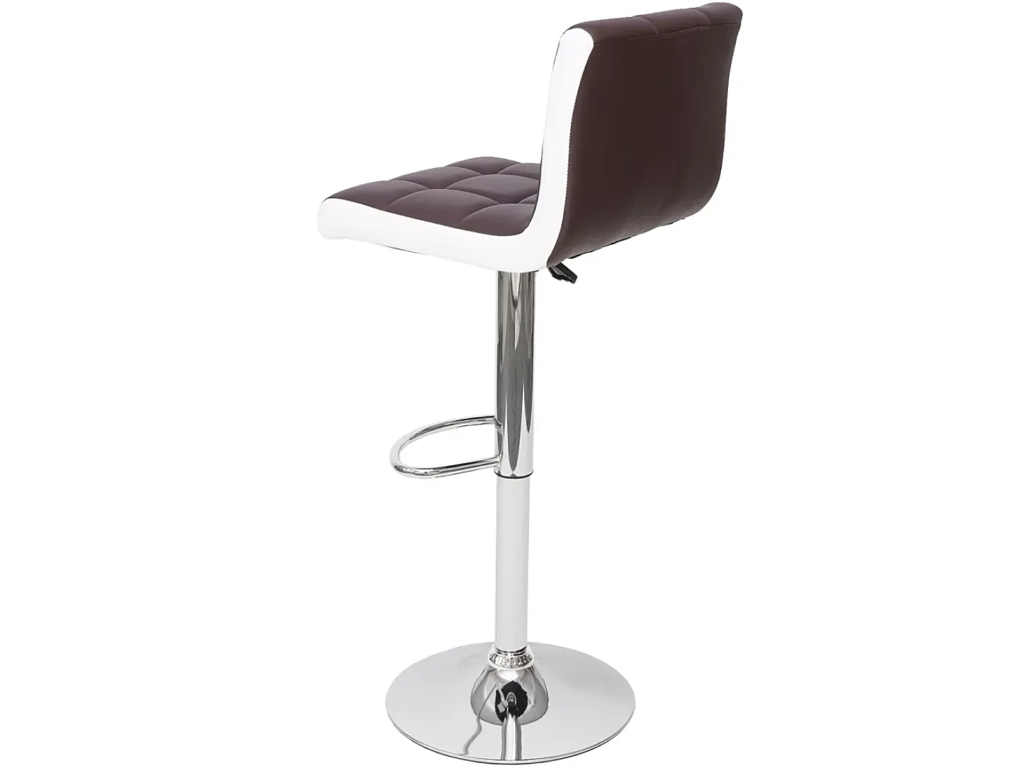 Taburete de bar MCW-G87 (juego de 2), imitación de cuero marrón-blanco, base cromada