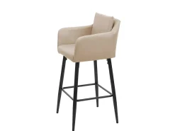 Taburete de bar MCW-H93 (juego de 2), imitación de cuero topo-beige